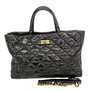 Chanel 2.55 Matelassé Tote Bag with Chain Shoulder Strap, Calfskin, Black and...